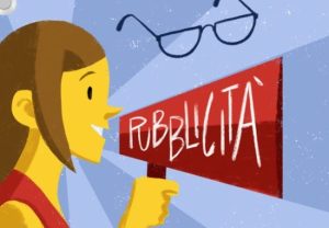 ragazza con un megafono annuncia la pubblicità per i dispositivi medici